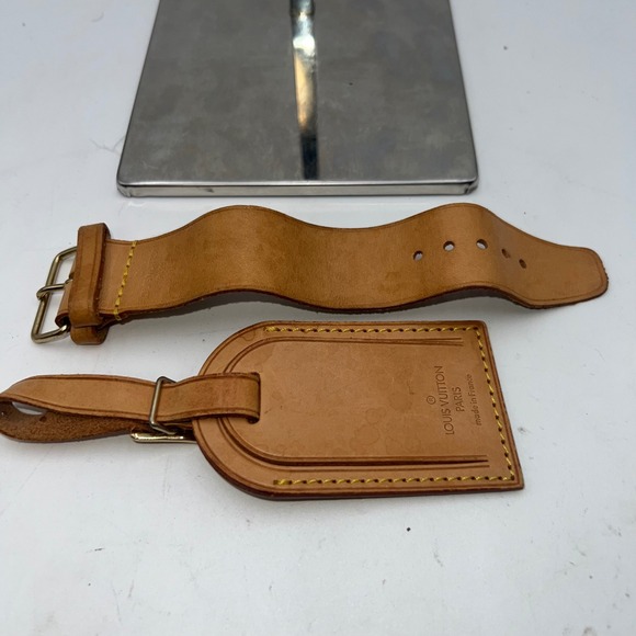 Louis Vuitton Luggage Tag Leather Tan Vintage Travel Bag Accessory - Picture 8 of 8